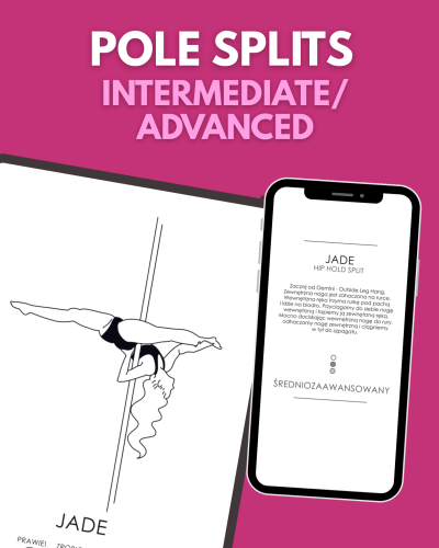 karty z figurami pole dance pole splits szpagaty na rurze