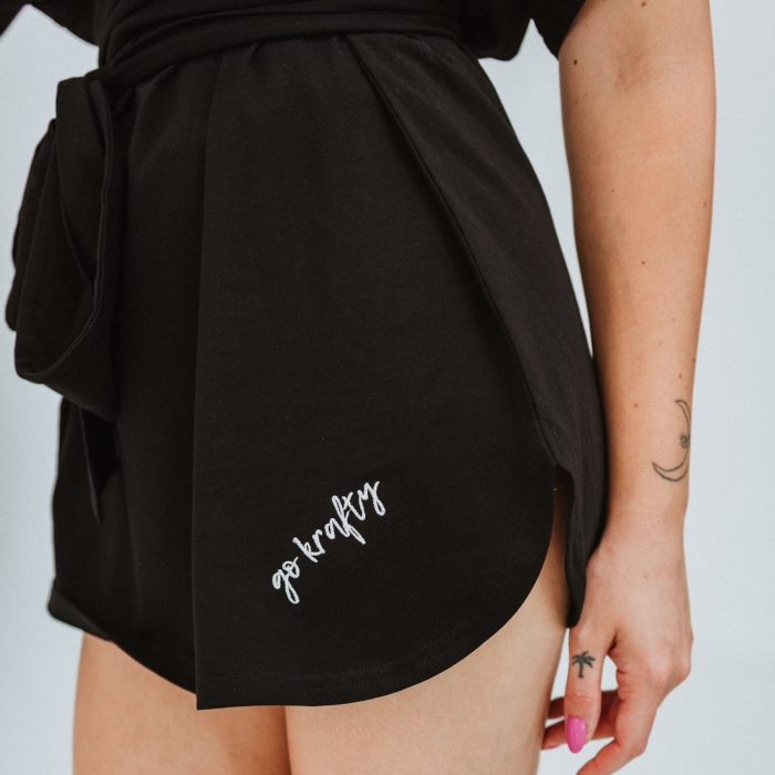 bluza do tańca wiązana tunika z paskami czarna