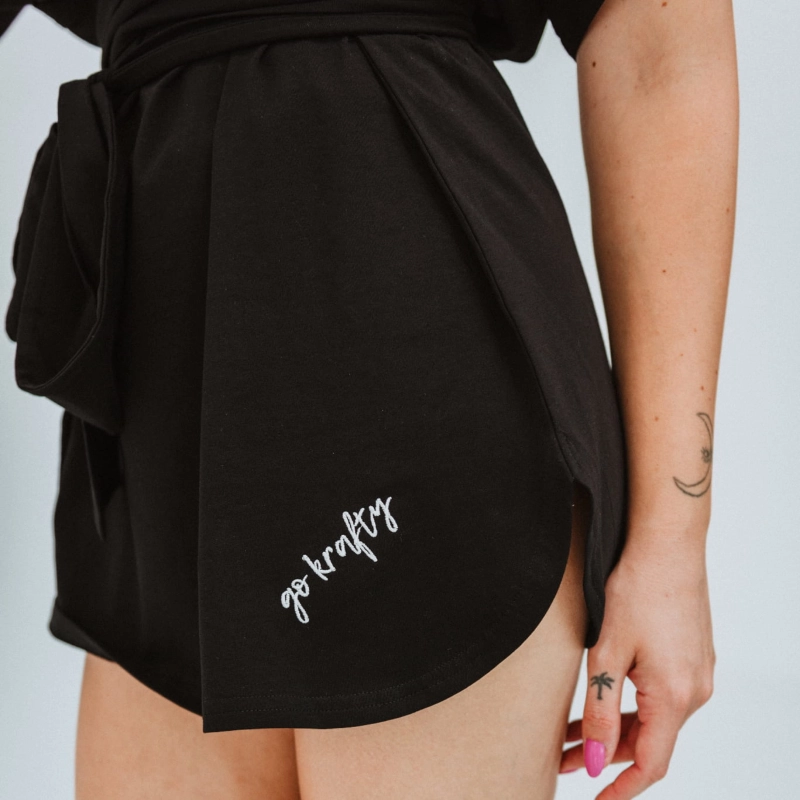 bluza do tańca wiązana tunika z paskami czarna