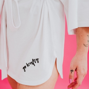 exo wiązana bluzka pole dance oversize t-shirt biały