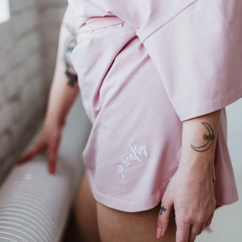 exo t-shirt oversized tunika do tańca wiązana różowa