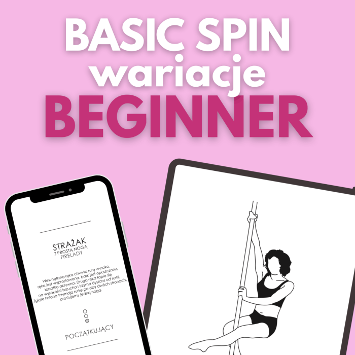 zestaw kart z figurami pole dance do pobrania basic spin podstawowe spiny poziom początkujący beginner