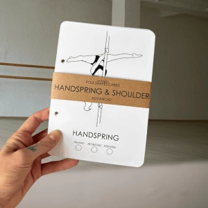 Karty z figurami pole dance Advanced Handspring & Shoulder — karta z opisem wykonania figury