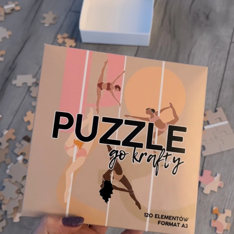 Puzzle Pole Dance — pudełko z ilustracją tancerek na rurce