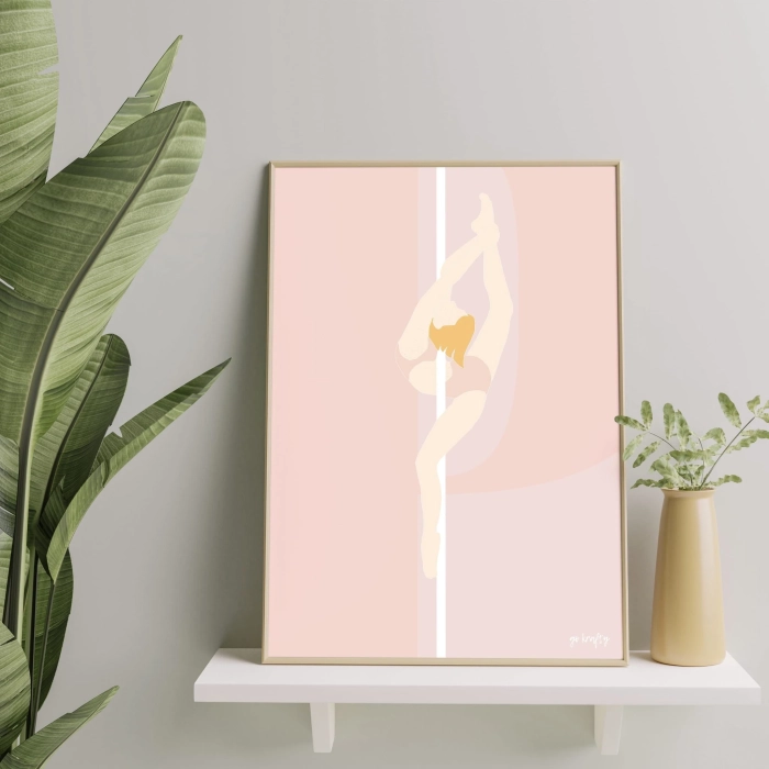 Plakat pole dance Eagle w odcieniach nude — oprawiony w ramę