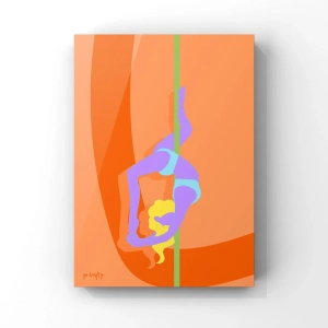Plakat pole dance w kolorze pomarańczowym — oprawiony w ramę