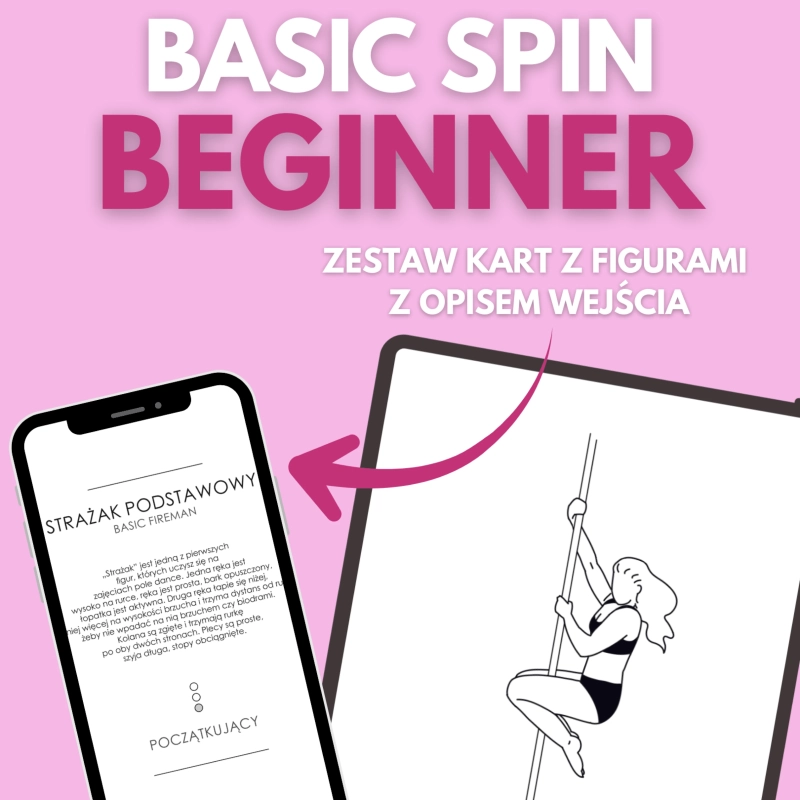 Karty z figurami pole dance Basic Spin Beginner do pobrania — podgląd karty na ekranie