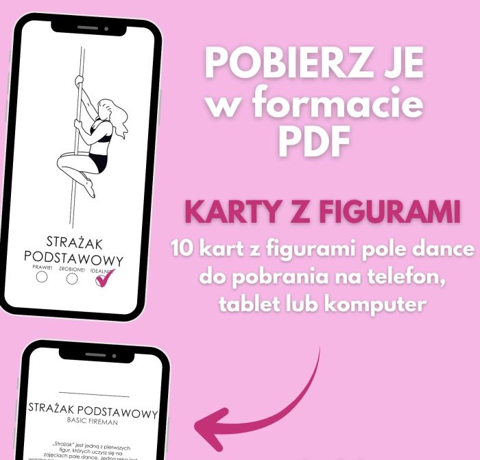 Karty z figurami pole dance Basic Spin Beginner w PDF — na telefon, tablet i komputer