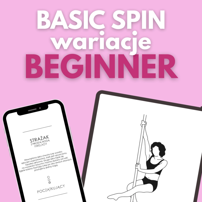 Karty z figurami pole dance Basic Spin Wariacje Beginner do pobrania — podgląd karty na ekranie