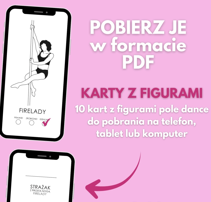 Karty z figurami pole dance Basic Spin Wariacje Beginner w PDF — na telefon, tablet i komputer