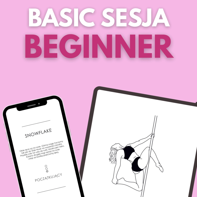 Karty z figurami pole dance Basic Sesja Beginner do pobrania — podgląd karty na ekranie