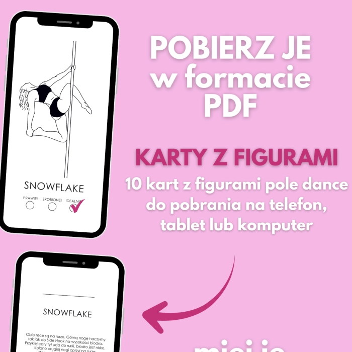 Karty z figurami pole dance Basic Sesja Beginner w PDF — na telefon, tablet i komputer