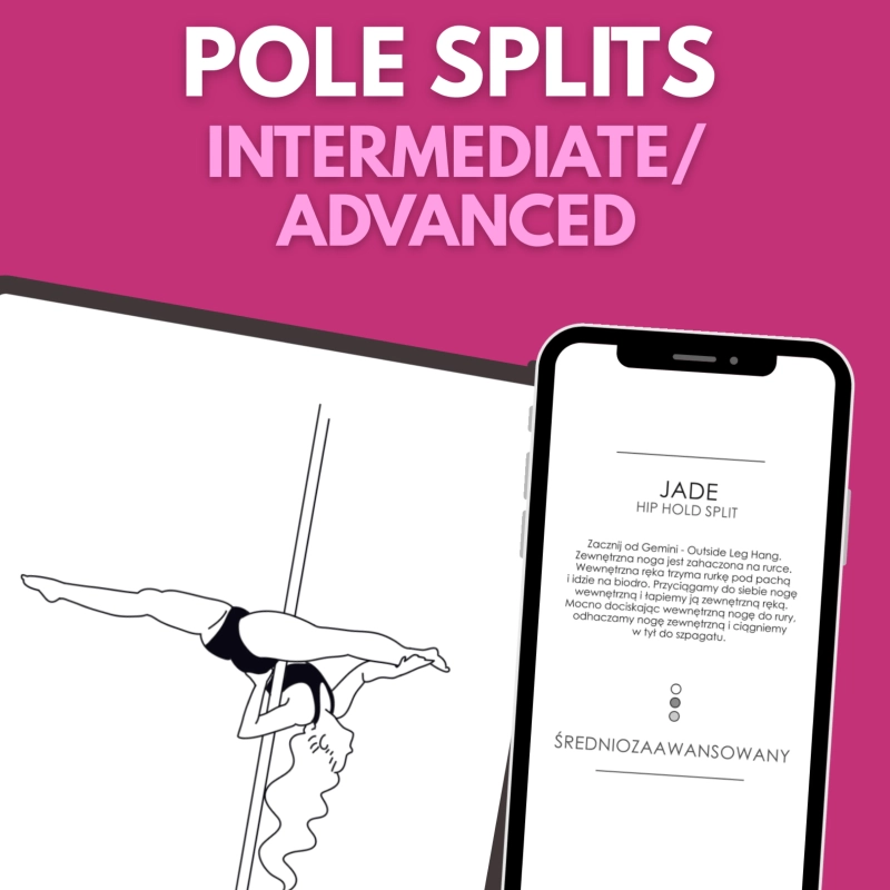 Karty z figurami pole dance Pole Splits do pobrania — podgląd karty na ekranie
