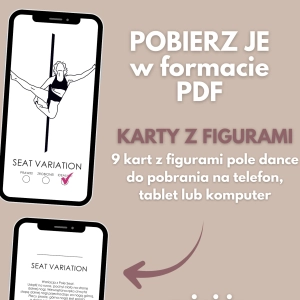 Karty z figurami pole dance w PDF — 9 kart do pobrania na telefon i tablet