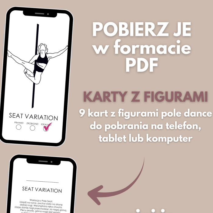 Karty z figurami pole dance w PDF – 9 kart do pobrania na telefon i tablet