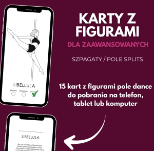 Karty z figurami pole dance Advanced Splits w PDF — na telefon, tablet i komputer