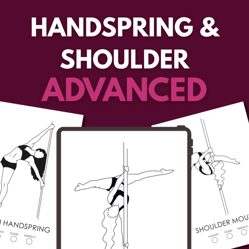 Karty z figurami pole dance Advanced Handspring & Shoulder do pobrania — podgląd karty na ekranie