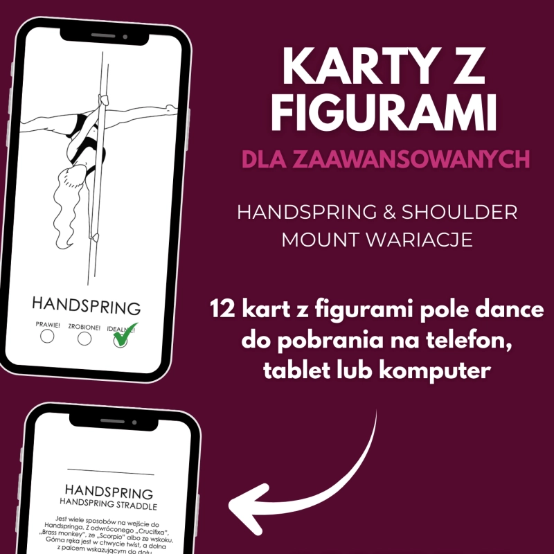 Karty z figurami pole dance Advanced Handspring & Shoulder w PDF — na telefon, tablet i komputer