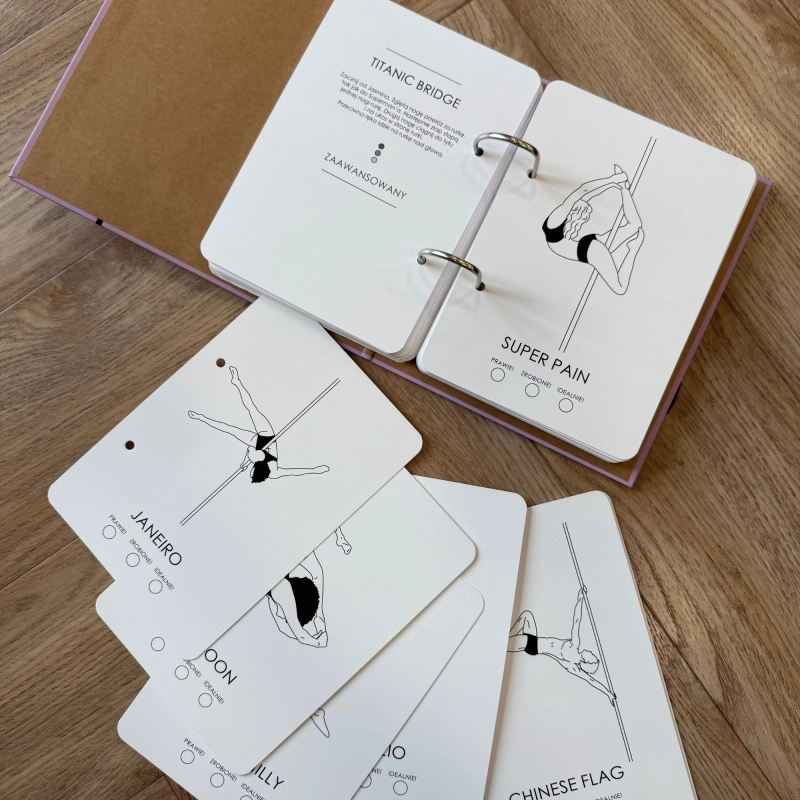 Pole Shapes Book Advanced – otwarty różowy segregator z kompletem kart figur