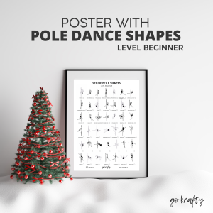 plakat ze spisem figur pole dance poziom początkujący