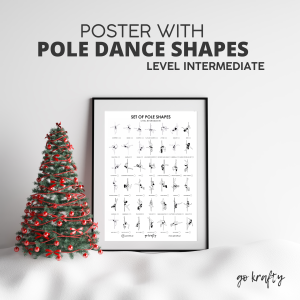 plakat ze spisem figur pole dance poziom średniozaawansowany