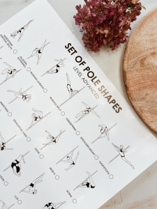 plakat ze spisem figur pole dance poziom zaawansowany